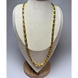 Vintage 1980s 1990s Givenchy 30" Byzantine Chain Link Gold Tone Necklace Heavy
